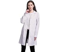 POIUIYQA Camice Bianco da Laboratorio, Camice Medico Donna, Cotone Camice per Laboratorio di Chimica Camice Infermiere Maniche Lunghe Camice da Laboratorio Chimico per Studenti Scuola Cosplay