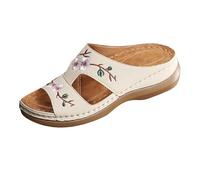 POIUIYQA Ciabatte Donna Sughero Comode Estive Regolabili con Strappo Sandali Bassi Donna Eleganti Casual da Casa e Fuori Pantofole con Zeppa Bassa Calzata Facile e Comfort Quotidiano