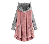 POIUIYQA Coperta con Cappuccio Felpa con Cappuccio Oversize Super Morbida Coperta con Pile Carino con Stampa Comoda Felpa Orecchie di Gatto Pullover con Cappuccio Indossabile