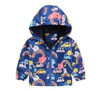 POIUIYQA Giacca Impermeabile con Cappuccio, Bambino Giacca a Vento Impermeabile con Cappuccio Cappotto Foderato in Pile Ragazzi Capispalla per 1-5 Anni
