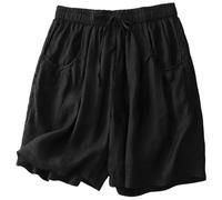 POIUIYQA Pantaloncini al ginocchio da donna con tasche culottes estivi pantaloni Capri per il Regno Unito orlo diviso bottoni decorativi in legno leggeri e traspiranti elastico in vita