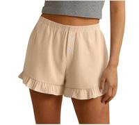 POIUIYQA Pantaloncini al ginocchio da donna con tasche culottes estivi pantaloni Capri per il Regno Unito orlo diviso bottoni decorativi in legno leggeri e traspiranti elastico