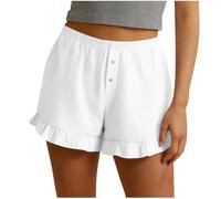 POIUIYQA Pantaloncini al ginocchio da donna con tasche culottes estivi pantaloni Capri per il Regno Unito orlo diviso bottoni decorativi in legno leggeri e traspiranti elastico