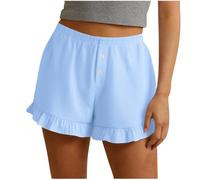 POIUIYQA Pantaloncini al ginocchio da donna con tasche culottes estivi pantaloni Capri per il Regno Unito orlo diviso bottoni decorativi in legno leggeri e traspiranti elastico