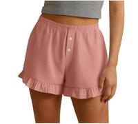 POIUIYQA Pantaloncini al ginocchio da donna con tasche culottes estivi pantaloni Capri per il Regno Unito orlo diviso bottoni decorativi in legno leggeri e traspiranti elastico