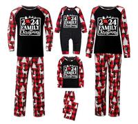 POIUIYQA Pigiama Coordinato per la Famiglia Set Pigiama per la Famiglia Natalizio Indumenti da Notte Scozzesi Stampato Pigiama Natale Famiglia Manica Lunga Top e Pantaloni Pigiameria Donna