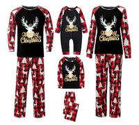 POIUIYQA Pigiama Coordinato per la Famiglia Set Pigiama per la Famiglia Natalizio Indumenti da Notte Scozzesi Stampato Pigiama Natale Famiglia Manica Lunga Top e Pantaloni Pigiameria Bambino