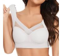 POIUIYQA Reggiseno Minimizer Taglie Forti da Donna Comodo per Quotidiana Coppe Piene Non Imbottite Senza Ferretto a Tenuta Forte