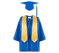 POIUIYQA Toga Laurea Bambini, Toga Laurea Asilo Set con Cappello Laurea Fascia Ciondolo Costume da Laureato per Bambini Studenti elementari Medi Linea