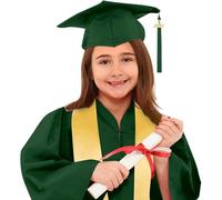 POIUIYQA Toga Laurea Bambini, Toga Laurea Asilo Set con Cappello Laurea Fascia Ciondolo Costume da Laureato per Bambini Studenti elementari Medi Linea - 11 Colori per 2-12Anni 2025