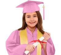 POIUIYQA Toga Laurea Bambini, Toga Laurea Asilo Set con Cappello Laurea Fascia Ciondolo Costume da Laureato per Bambini Studenti elementari Medi Linea - 11 Colori per 2-12Anni 2025