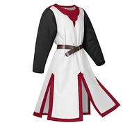 POIUIYQA Tunica medievale da uomo con cintura rinascimentale 195 cm costume da cavaliere vichingo per feste a tema Halloween Larp Resurrezione Domenica Antica Giornata greca