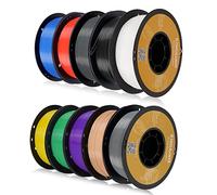 POJECITY Kingroon PLA - Filamento per stampante 3D, 10 rotoli, precisione dimensionale +/- 0,03 mm, bobina da 10 kg (10 kg), 1,75 mm, nero, bianco, grigio, rosso, blu, verde, viola, argento, giallo