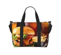 pojknbv Borsa da viaggio versatile con stampa di hamburger con gamba di pollo Borsa da viaggio a mano Borsa a tracolla Borsa a tracolla accessorio quotidiano