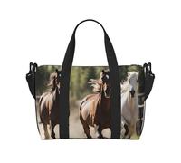 pojknbv Borsa da viaggio versatile con stampa di tre cavalli che corrono, borsa a tracolla per il fine settimana di lavoro, accessorio quotidiano