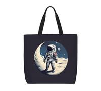 pojknbv Borsa organizer extra large con stampa astronauta sulla luna, leggera, riutilizzabile, per shopping, viaggi, spiaggia