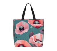 pojknbv Borsa organizer extra large con stampa di papaveri pastello, leggera, riutilizzabile, per shopping, viaggi, spiaggia