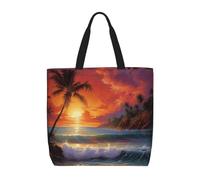 pojknbv Borsa organizer extra large con stampa tropicale al tramonto, leggera, riutilizzabile, per shopping, viaggi, spiaggia