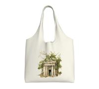 pojknbv Borsa tote in tela con stampa di un edificio antico con ramo di ulivo romano e stampa greca extra large riutilizzabile per lo shopping quotidiano in spiaggia viaggi nel fine settimana
