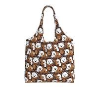 pojknbv Borsa tote in tela con stampa orso marrone orso bianco extra large riutilizzabile shopping quotidiano spiaggia viaggi weekend gite