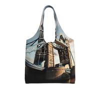 pojknbv Borsa tote in tela con stampa storica Old Tower Bridge Londra, extra large, riutilizzabile, per shopping, spiaggia, viaggi, fine settimana
