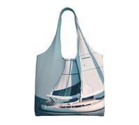 pojknbv Borsa tote in tela extra large con stampa di navi a vela e nave a vela, riutilizzabile, per shopping, spiaggia, viaggi, fine settimana