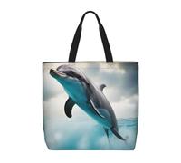 pojknbv Divertente delfino guardando te stampa extra large borsa organizer leggera riutilizzabile spalla tote shopping viaggio spiaggia