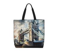 pojknbv Historic Old Tower Bridge London Print Borsa organizer extra large leggera riutilizzabile a tracolla tote shopping viaggi spiaggia