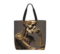 pojknbv Interessante stampa scheletro extra large borsa organizer leggera riutilizzabile spalla tote shopping viaggio spiaggia