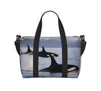 pojknbv Killer Whales Swim Along Print Versatile Borsa da viaggio a mano Business Weekend Tote Borsa a tracolla Accessorio quotidiano