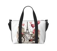 pojknbv Love Paris Tower Caffè Vino Profumo Bicicletta Cuore Stampa Versatile Borsa Da Viaggio A Mano Business Weekend Tote Borsa A Tracolla Accessorio Quotidiano