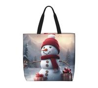pojknbv Merry Christmas - Borsa organizer extra large con pupazzo di neve, leggera, riutilizzabile, per shopping, viaggi, spiaggia