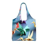 pojknbv Origami Multicolor Papercraft Gru Stampa Extra Large Canvas Tote Bag Riutilizzabile Quotidiano Shopping Spiaggia Viaggi Weekend Fughe