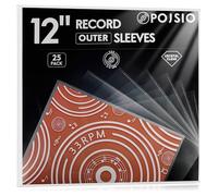POJSIO 25 Pz. Buste Vinili 33 Giri Esterne, Custodia Vinili 33 Giri Trasparenti Per Singoli e Doppi LPs, Buste Vinile 33 Giri per 12 Pollici Dischi, Protezione Polipropilene Vinile Copertine Cover