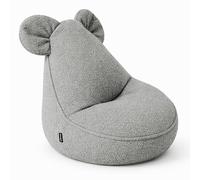 POKAR Pouf Bambini con Orecchie di Topo 68x68x50 cm | Poltroncina Sacco in Tessuto Bou Imbottitura in Schiuma PU | Sedia Montessori per Cameretta e Gioco | OEKO-TEX | Made in EU | Grigio Soffice