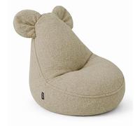 POKAR Pouf Bambini con Orecchie di Topo 68x68x50 cm | Poltroncina Sacco in Tessuto Bou Imbottitura Schiuma PU | Sedia Montessori per Cameretta e Gioco | OEKO-TEX | Made in EU | Beige Accogliente