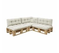 POKAR Set di 8 Cuscini per Pallet in Velluto a Coste: 3x Seduta 120x80 + 3x Schienale 120x40 + 1x Laterale + 1x Decorativo | Cuscini Trapuntati per Bancali e Divano da Giardino | Made in EU | Avorio