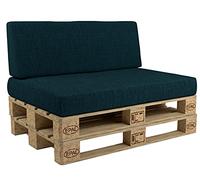 POKAR Set di Cuscini per Europallet da 2 pezzi: 1x Cuscino-sedile 120x80cm + 1x Cuscino-schienale 120x40cm, per Divano da Giardino, per Interno ed Esterno, schiuma fredda, senza Pallet, verde scuro