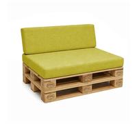 POKAR Set di Cuscini per Europallet da 2 pezzi: 1x Cuscino-sedile 120x80cm + 1x Cuscino-schienale 120x40cm, per Divano da Giardino, per Interno ed Esterno, schiuma fredda, senza Pallet, Lime