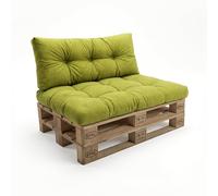 POKAR Set di Cuscini per Europallet da 2 pezzi: 1x Cuscino-sedile 120x80cm + 1x Cuscino-schienale 120x40cm, per Divano da Giardino, per Interno ed Esterno, senza Pallet, Lime