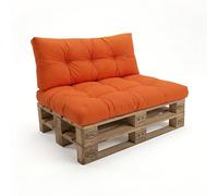 POKAR Set di Cuscini per Europallet da 2 pezzi: 1x Cuscino-sedile 120x80cm + 1x Cuscino-schienale 120x40cm, per Divano da Giardino, per Interno ed Esterno, senza Pallet, Arancione