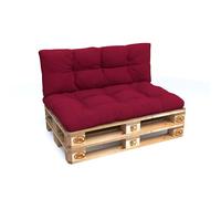 POKAR Set di Cuscini per Europallet da 2 pezzi: 1x Cuscino-sedile 120x80cm + 1x Cuscino-schienale 120x40cm, per Divano da Giardino, per Interno ed Esterno, senza Pallet, Rosso Scuro