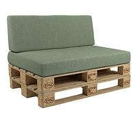 POKAR Set di Cuscini per Europallet da 2 pezzi: 1x Cuscino-sedile 120x80cm + 1x Cuscino-schienale 120x40cm, per Divano da Giardino, per Interno ed Esterno, schiuma fredda, senza Pallet, verde