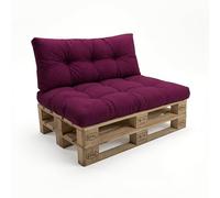 POKAR Set di Cuscini per Europallet da 2 pezzi: 1x Cuscino-sedile 120x80cm + 1x Cuscino-schienale 120x40cm, per Divano da Giardino, per Interno ed Esterno, senza Pallet, Viola