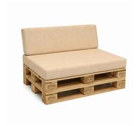 POKAR Set di Cuscini per Europallet da 2 pezzi: 1x Cuscino-sedile 120x80cm + 1x Cuscino-schienale 120x40cm, per Divano da Giardino, per Interno ed Esterno, schiuma fredda, senza Pallet, beige