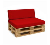 POKAR Set di Cuscini per Europallet da 2 pezzi: 1x Cuscino-sedile 120x80cm + 1x Cuscino-schienale 120x40cm, per Divano da Giardino, per Interno ed Esterno, schiuma fredda, senza Pallet, Rosso