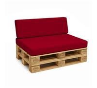 POKAR Set di Cuscini per Europallet da 2 pezzi: 1x Cuscino-sedile 120x80cm + 1x Cuscino-schienale 120x40cm, per Divano da Giardino, per Interno ed Esterno, schiuma fredda, senza Pallet, Rosso Scuro