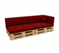 POKAR Set di Cuscini per Europallet da 6 pezzi: 2x Sedile 120x80cm +2x Schienale 120x40cm +1x Schienale (laterale) 60x40cm +1x decorativo 40x40cm, per Divano da Giardino, senza Pallet, Rosso Scuro