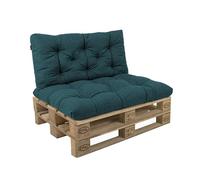 POKAR Set di Cuscini per Europallet Imbottito da 2 pezzi: 1x Cuscino-sedile 120x60cm + 1x Cuscino-schienale 120x60cm, per Divano da Giardino, per Interno ed Esterno, senza Pallet, verde scuro