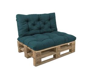 POKAR Set di Cuscini per Europallet Imbottito da 2 pezzi: 1x Cuscino-sedile 120x60cm + 1x Cuscino-schienale 120x60cm, per Divano da Giardino, per Interno ed Esterno, senza Pallet, verde scuro